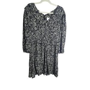 BA&SH Lia printed pleated crepe mini dress sz 8 3/4 sleeve beachy festival boho